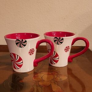 Pier 1 Imports Candy Cane Cup Mug 10oz. Set of 2